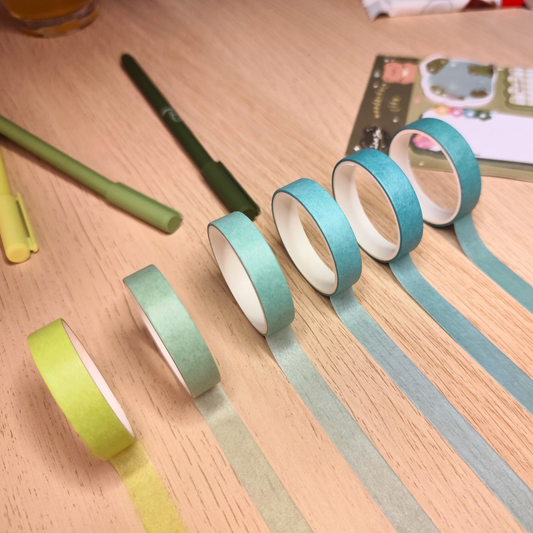 Washi tape set, pastel shades, green