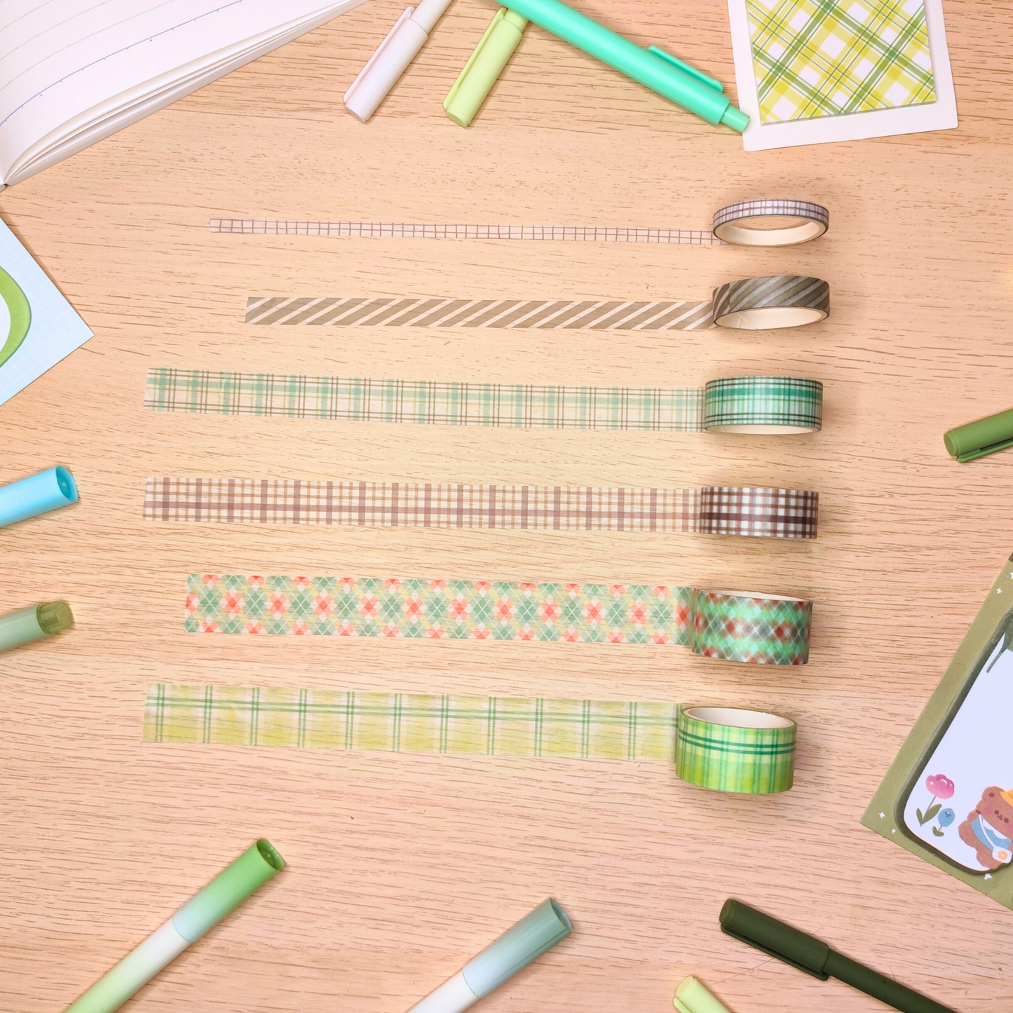 Washi-Tape Set kariert grün
