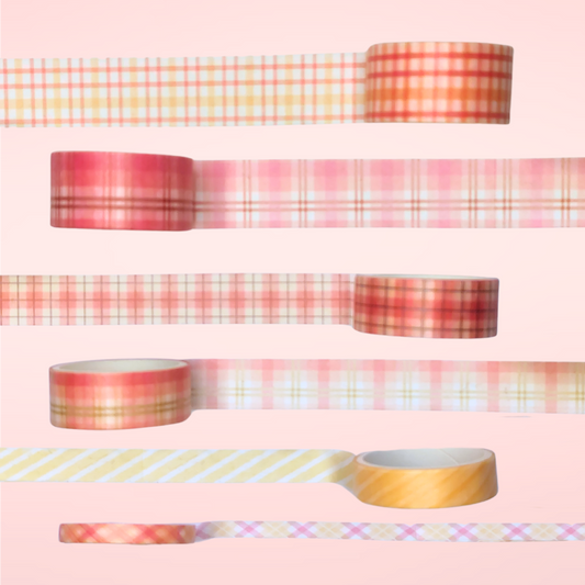 Washi-Tape Set kariert pink-gelb