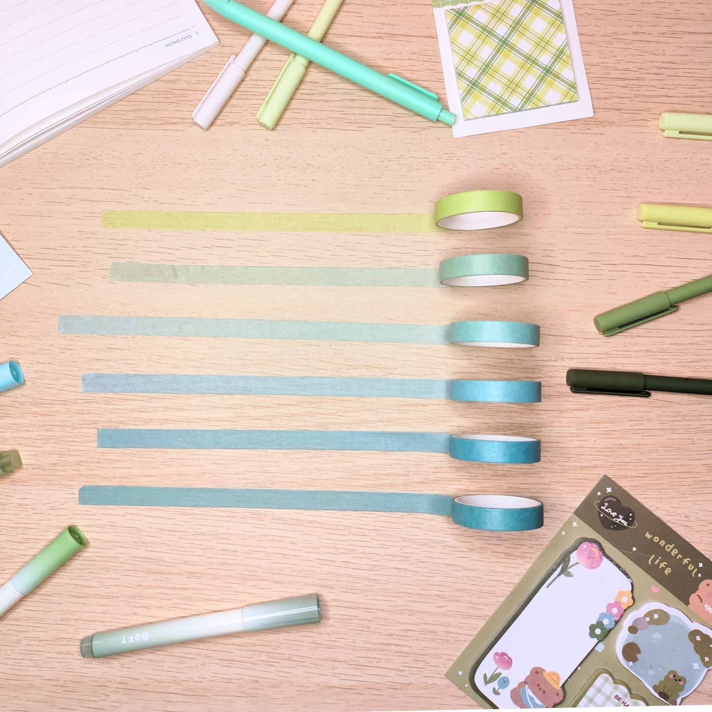 Washi-Tape Set Pastelltöne grün
