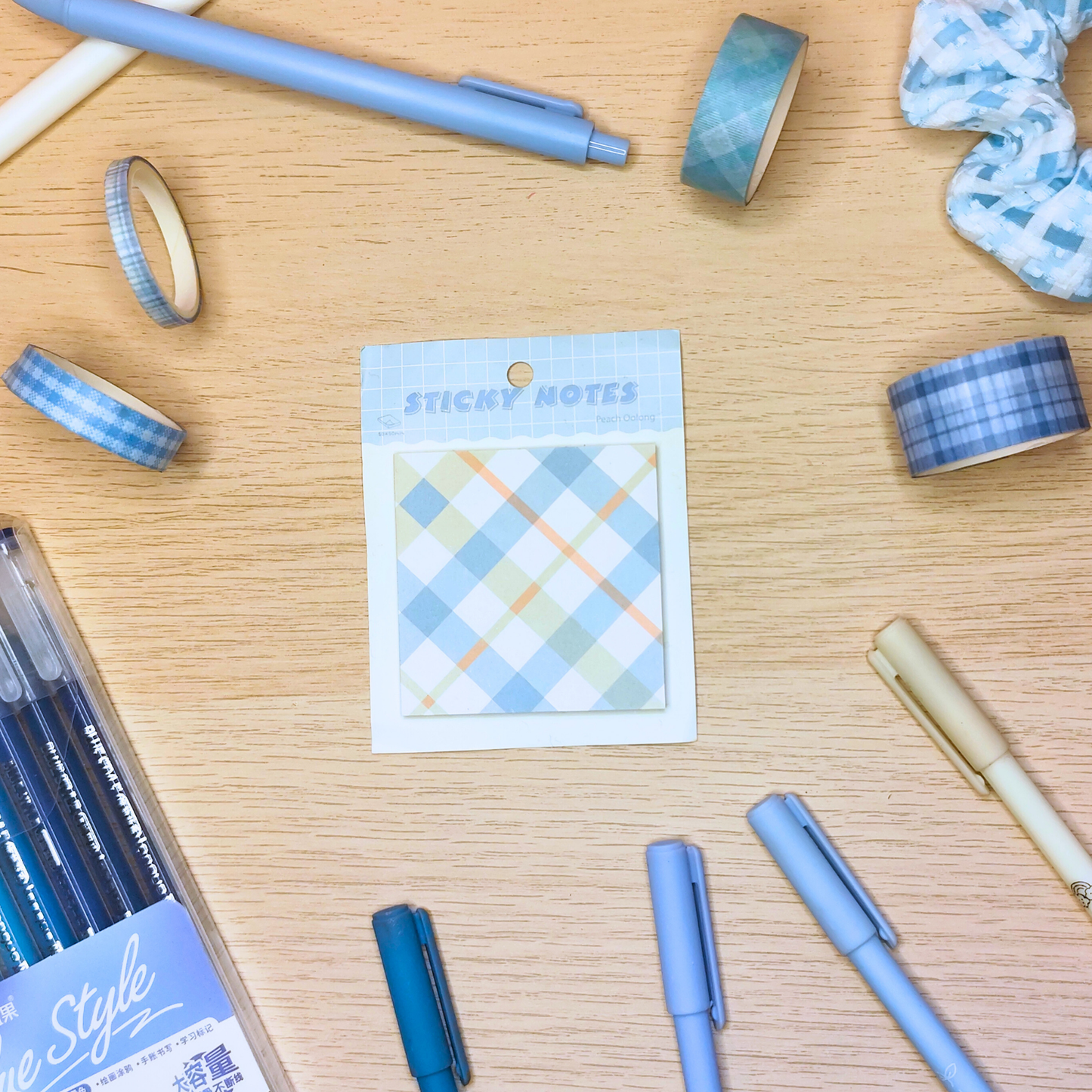 Sticky Notes kariert blau-orange