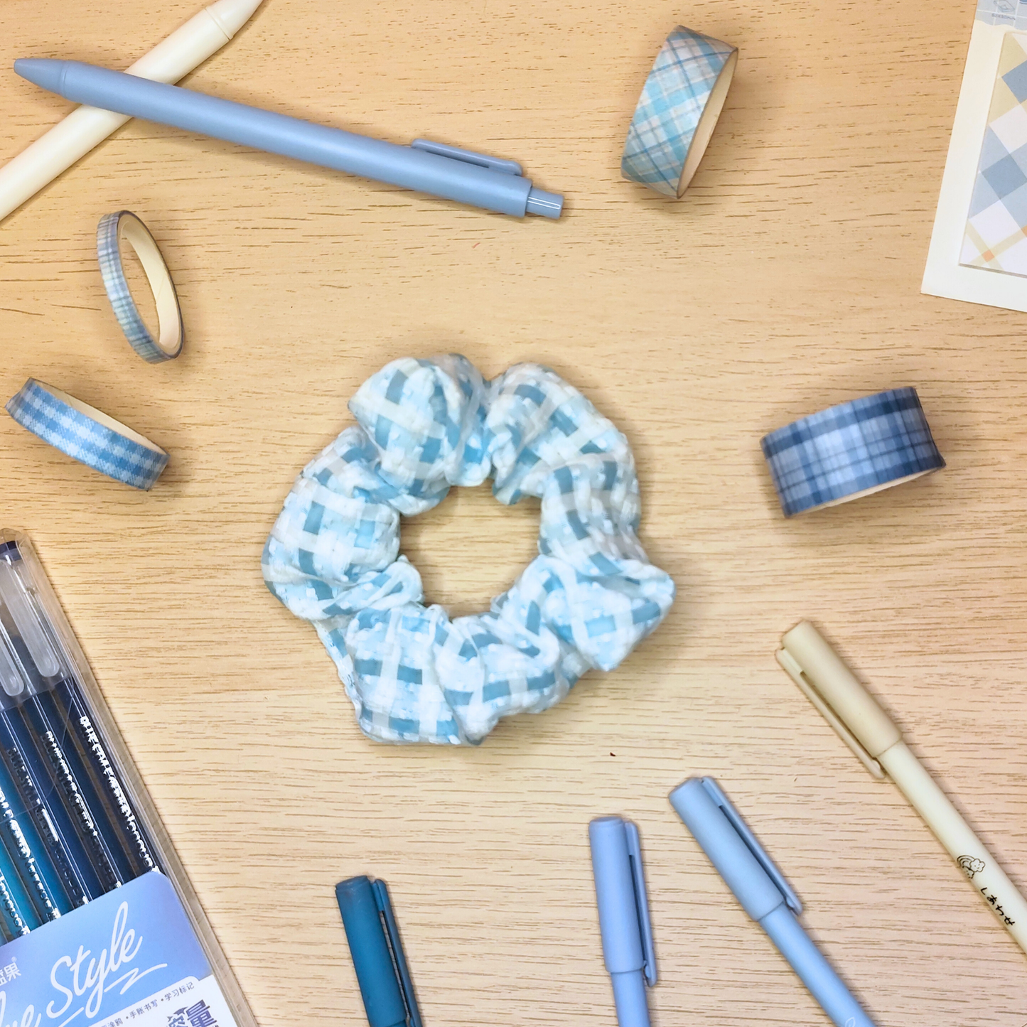 Scrunchie kariert blau